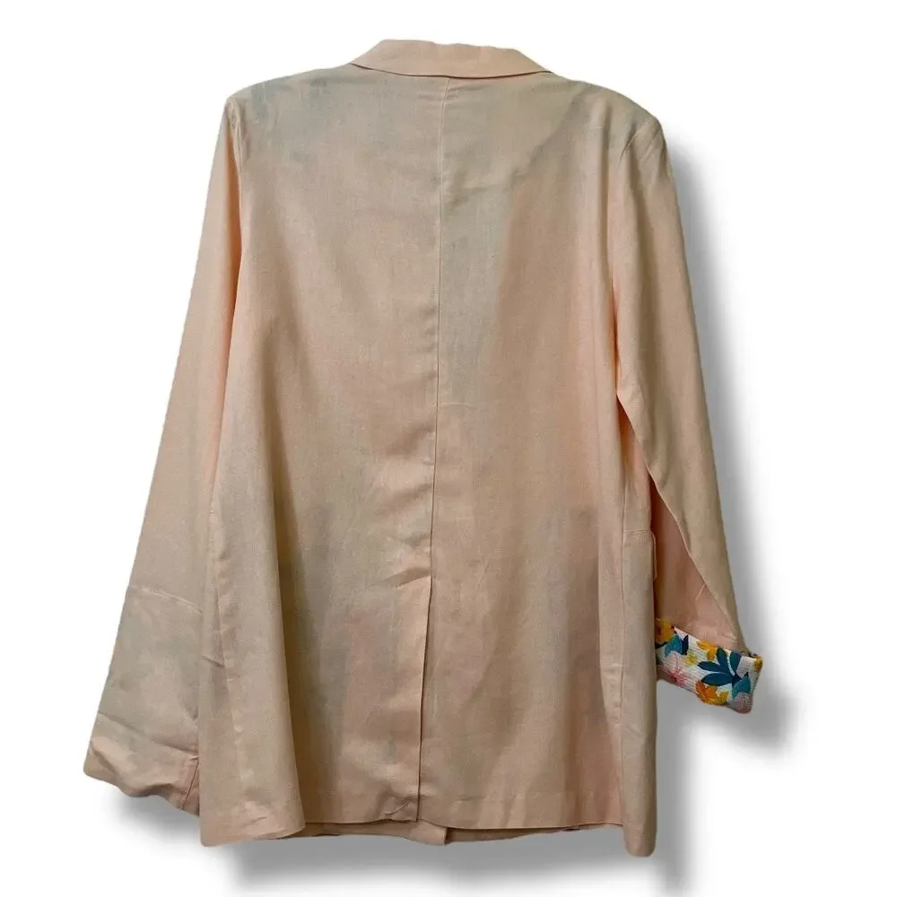 BCBGeneration linen boyfriend peach & floral blazer NEW - Picture 7 of 9